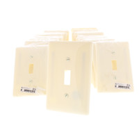 25 Hubbell Almond UNBREAKABLE Mid-Size Toggle Switch Cover Plate Wallplates NPJ1AL