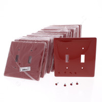 25 Hubbell RED 2-Gang UNBREAKABLE Mid-Size Toggle Switch Plate Cover Wallplates NPJ2R