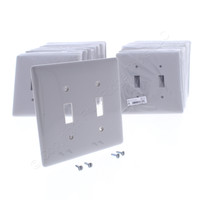 25 Hubbell Gray 2-Gang UNBREAKABLE Mid-Size Toggle Switch Plate Cover Wallplates NPJ2GY
