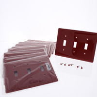10 Hubbell Red 3-Gang UNBREAKABLE Mid-Size Toggle Switch Plate Cover Wallplates NPJ3R