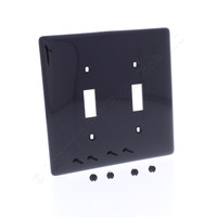 Hubbell Black 2-Gang UNBREAKABLE Mid-Size Toggle Switch Plate Cover Wallplate NPJ2BK