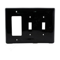 Hubbell Black UNBREAKABLE 3-Gang Combination GFCI & Toggle Switch Cover Plate Mid-Size Wallplate NPJ226BK