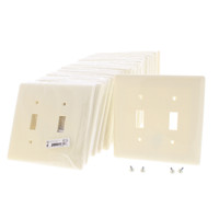 25 Hubbell Almond 2-Gang UNBREAKABLE MidSize Toggle Switch Plate Cover Wallplates NPJ2AL
