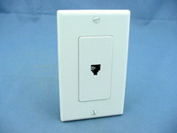Leviton White 1Gang Decora Telephone Jack Wallplate Type 625 Phone Cover 40649-W