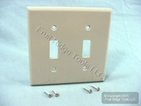 New Leviton Gray 2-Gang Toggle Switch Plastic Cover Wall Plate Switchplate 87009