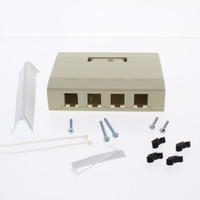 Hubbell Ivory 4-Port Data Voice Media Keystone Housing Surface Mount Box ISB4EI