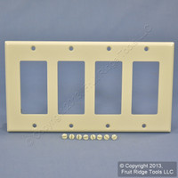 Leviton Light Almond Decora 4-Gang Wallplate GFCI GFI Cover 80412-T