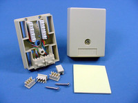 Leviton DUPLEX Ivory Surface Mount Modular Phone Jack 110-Type Termination Type 104 8-Wire USOC 41048-IDA