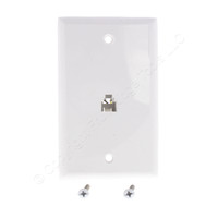 New Eaton White Flush Mount Phone Jack Wall Plate 4-Conductor Telephone 3532-4W