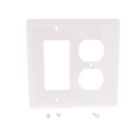 Hubbell Lt Almond UNBREAKABLE 2-Gang Combination Duplex Outlet Cover Decorator/Rocker Switch/GFCI Mid-Size Wallplate NPJ826LA