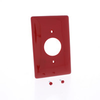 Hubbell RED UNBREAKABLE 1.40" Dia. Receptacle Wallplate Mid-Size Outlet Cover 1-Gang Single Outlet Cover NPJ7R