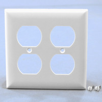 Pass & Seymour White Standard 2-Gang Outlet Cover Duplex Receptacle Thermoset Plastic Wallplate SP82-W