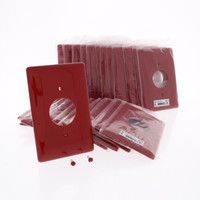 25 Hubbell RED UNBREAKABLE 1.40" Dia. Receptacle Wallplate Mid-Size Outlet Covers 1-Gang Single Outlet Cover NPJ7R