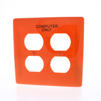 Hubbell Orange UNBREAKABLE 2-Gang "Computer Only" Duplex Receptacle Outlet Mid-Size Wallplate Cover NPJ82CO