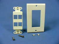 Leviton Almond 4-Port Quickport Decora Insert Platform Brass Bushings 40754-BA