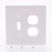 Eaton White JUMBO 2-Gang Toggle Duplex Cover Oversized Thermoset Wallplate 2148W