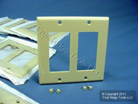 25 Leviton Ivory Decora 2-Gang Standard Wallplate GFCI GFI Smooth Covers 80409-I