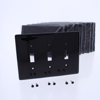 10 Hubbell Black 3-Gang UNBREAKABLE Mid-Size Toggle Switch Plate Cover Wallplates NPJ3BK