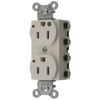 Hubbell Lt Almond SnapConnect Hospital Grd Receptacle Outlet LED 15A SNAP8200LAL