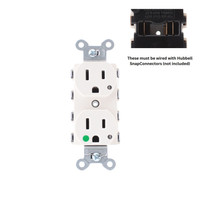 Hubbell Lt Almond SnapConnect Hospital Grd Receptacle Outlet LED 15A SNAP8200LAL