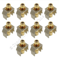 10 Leviton Ivory Quickport Stereo RCA Jacks Gold Plated Red Stripe 40830-BIR