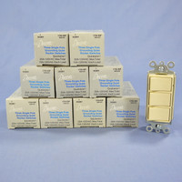 10 New Leviton Ivory Decora Triple Rocker Wall Light Switches Triplex 15A 1755-I