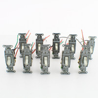 10 Hubbell White COMMERCIAL Toggle Wall Light Switches 20A 3-Way w/8" Solid Wire Leads CSL120WM2