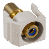 Hubbell "Office White" Recessed Snap-Fit Keystone RCA Audio Video Cable Coaxial Jack Blue Center Rear RCA Termination SFRCBROW