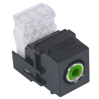 Hubbell Black Snap-Fit Keystone Stereo Audio Jack Green Center RCA 110-Type SFRC110GN