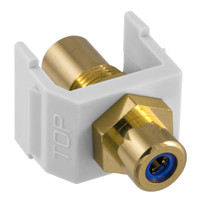 Hubbell White Snap-Fit Keystone RCA Audio Video Cable Coaxial Jack Blue Center Rear RCA Termination SFRCBFFW