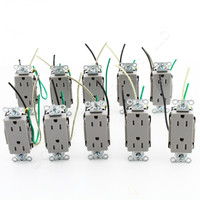10 Hubbell Gray 15A TR Decorator Outlets 5-15 w/ 6.5" Stranded Leads DR15GRYTRP2