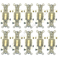 10 NOBOX Leviton Ivory 3-Way COMMERCIAL Toggle Wall Light Switches 15A CS315-2I