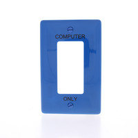 Hubbell BLUE "Computer Only" 1-Gang Decorator UNBREAKABLE Mid-Size Wallplate GFCI Rocker Switch Cover NPJ26CBL