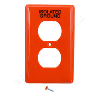 Hubbell Orange "Isolated Ground" 1-Gang UNBREAKABLE Receptacle Wallplate Duplex Outlet Cover NP8OIG