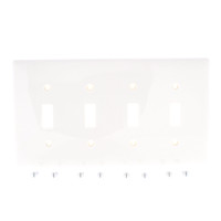 Hubbell "Office White" 4-Gang UNBREAKABLE Mid-Size Toggle Switch Cover Wallplate Switchplate NPJ4OW