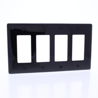 Hubbell Black 4-Gang UNBREAKABLE Decorator/Rocker Switch Cover Mid-Size GFCI Wallplate NPJ264BK