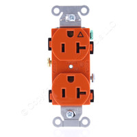 Hubbell Orange ISOLATED GROUND COMMERCIAL Receptacle Outlet 20A BULK IG20CR