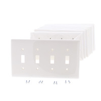 10 Hubbell Lt Almond 4-Gang UNBREAKABLE Mid-Size Toggle Switch Cover Wallplate Switchplates NPJ4LA
