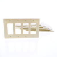 10 Hubbell Ivory 4-Gang UNBREAKABLE Decorator/Rocker Switch Cover Mid-Size GFCI Wallplates NPJ264I
