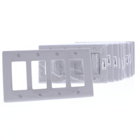10 Hubbell Gray 4-Gang UNBREAKABLE Decorator/Rocker Switch Cover Mid-Size GFCI Wallplates NPJ264GY