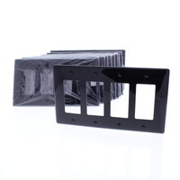 10 Hubbell Black 4-Gang UNBREAKABLE Decorator/Rocker Switch Cover Mid-Size GFCI Wallplates NPJ264BK