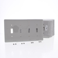 10 Hubbell Gray 4-Gang UNBREAKABLE Mid-Size Toggle Switch Cover Wallplate Switchplates NPJ4GY