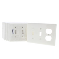 10 Hubbell Lt Almond 3-Gang UNBREAKABLE Combination Duplex Receptacle Outlet Toggle Switch Plate Covers Mid-Size Wallplate NPJ28LA