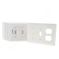 10 Hubbell Lt Almond 3-Gang UNBREAKABLE Combination Duplex Receptacle Outlet Toggle Switch Plate Covers Mid-Size Wallplate NPJ28LA