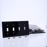 10 Hubbell Black 4-Gang UNBREAKABLE Mid-Size Toggle Switch Cover Wallplate Switchplates NPJ4BK