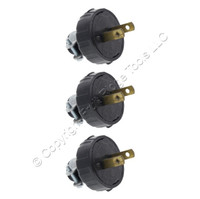 3 Leviton Black Straight Blade Plugs Cord Clamp Non-Polarized 1-15P 15A 48646