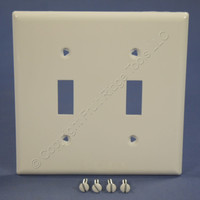 Cooper White Standard Size 2-Gang UNBREAKABLE Toggle Switch Plate Cover Wallplate 5139W