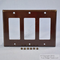 New Leviton Brown Decora Standard 3-Gang Wallplate GFCI GFI Plastic Cover 80411