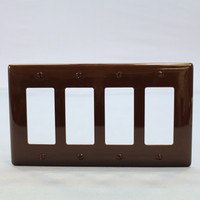 Hubbell Brown 4-Gang UNBREAKABLE Decorator/Rocker Switch Cover Mid-Size GFCI Wallplate NPJ264