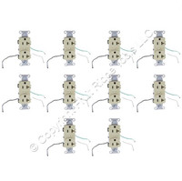 10 Hubbell Ivory COMMERCIAL Duplex Receptacles Wire Leads 5-20R 20A 125V CR20IP1